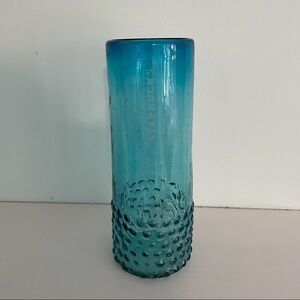 STARBUCKS Hand Blown RARE Blue Hobnail Glass